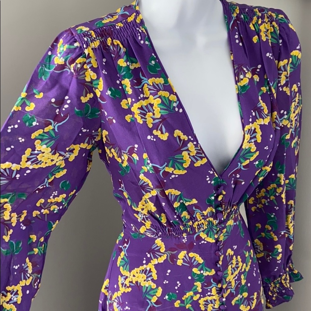 Saloni Purple Floral Violet Sweet Peas Dress